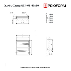 Quadro Zigzag 4 60x50 (см) Полотенцесушитель водяной QZ4-65