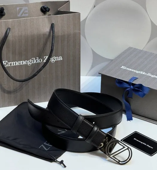 Двусторонний мужской ремень ZEGNA, 3,5 мм, чёрный