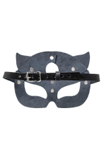 Черная кожаная рельефная маска кошки (Цвет: черный)