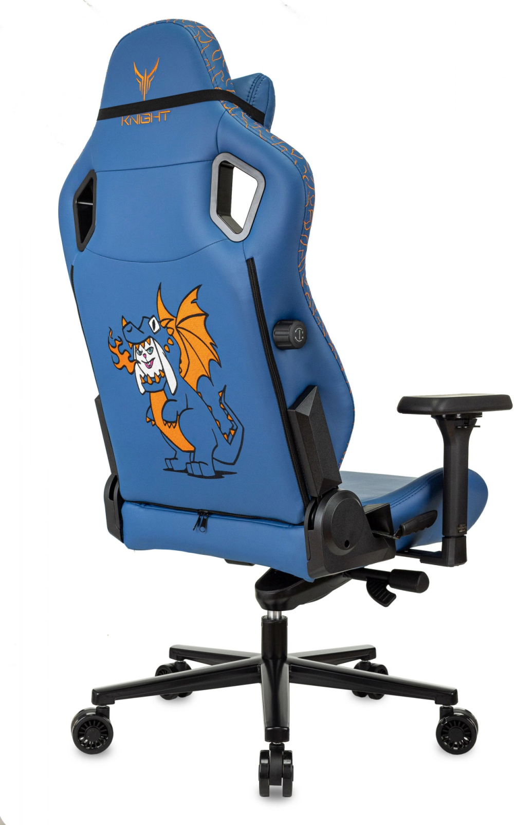 Кресло игровое Knight Craft Dragon, желтое, с рисунком, из эко.кожи