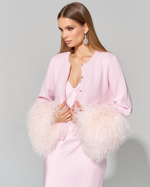 Кардиган с отделкой мехом ламы