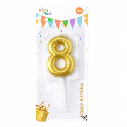 Свеча для торта «Воздушный шар» (золото) цифра 8