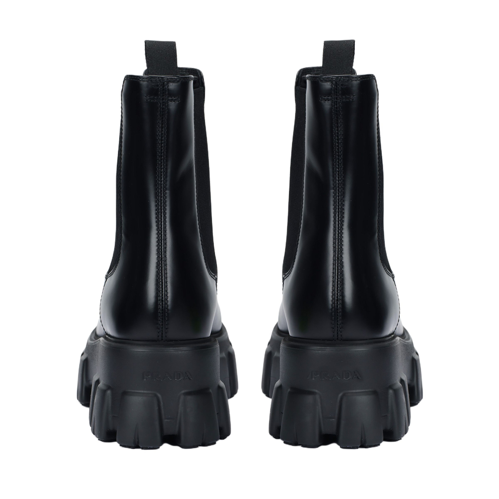 PRADA Moonlith Brushed Leather Ankle Boots