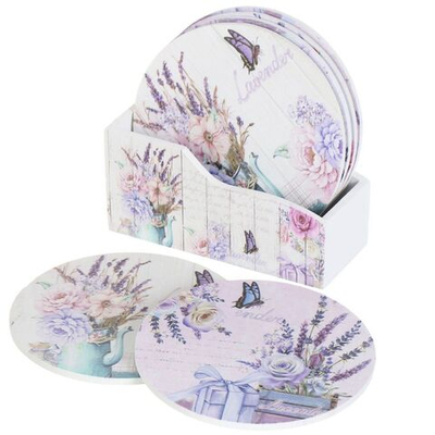 Подставка для кружек, дерево, 6 шт, кругл, 10 см, Прованс, Y4-5404