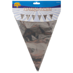 Гирлянда-флажки фольгированная в серебряном цвете, 1000 см