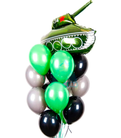 Букет с танком из 15 шаров