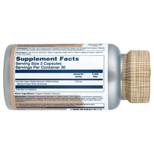 Solaray, Mushrooms, органический ферментированный гриб-баран, 60 органических капсул (500 мг в 1 капсуле)