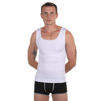 Мужская утягивающая живот майка (Размер: L) (Цвет: белый)
