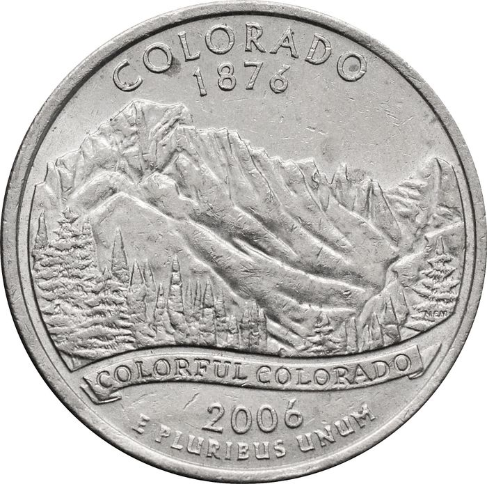 25 центов (1/4 доллара, квотер) 2006 США «Штат Колорадо» (P)