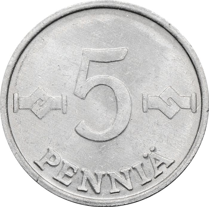 5 пенни 1977 Финляндия