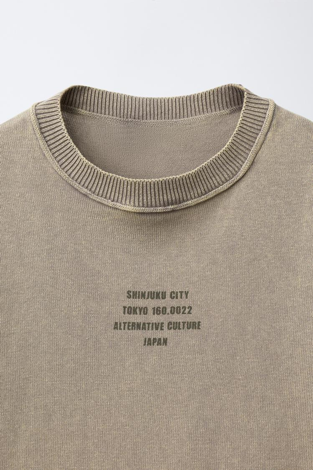 ZARA ФУТБОЛКА ТРИКОТАЖНАЯ С НАДПИСЬЮ, РЫЖЕВАТО-КОРИЧНЕВЫЙ