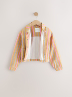 Куртка джинсовая для девочки Next AL1-589, Бежевый, Розовый, Синий