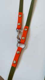 Перестёжка поводок для собак , биотан 3 м , 15 мм. Хаки и оранжевый.