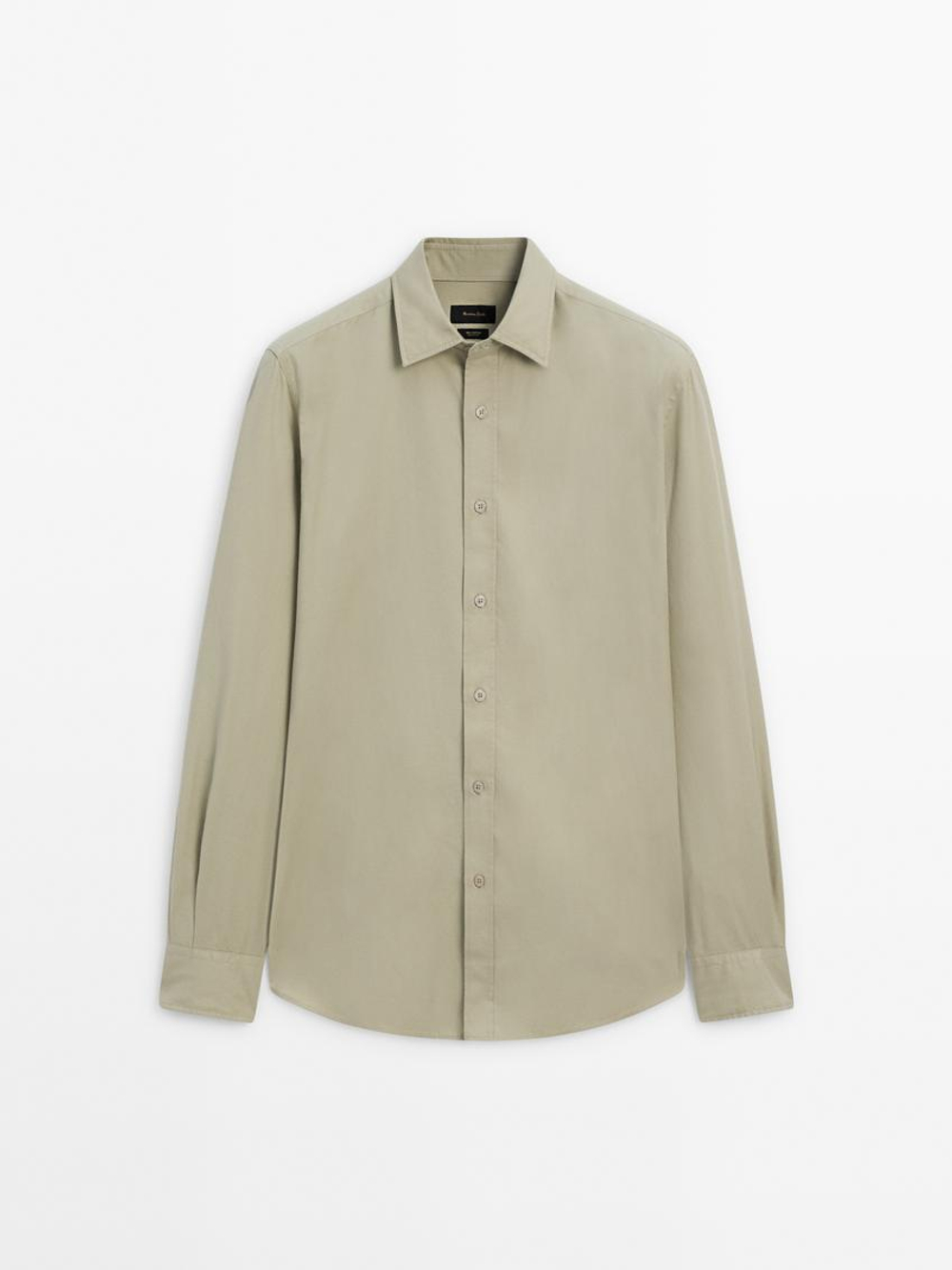 Massimo Dutti Рубашка из 100% хлопкового твила, светло-зеленый