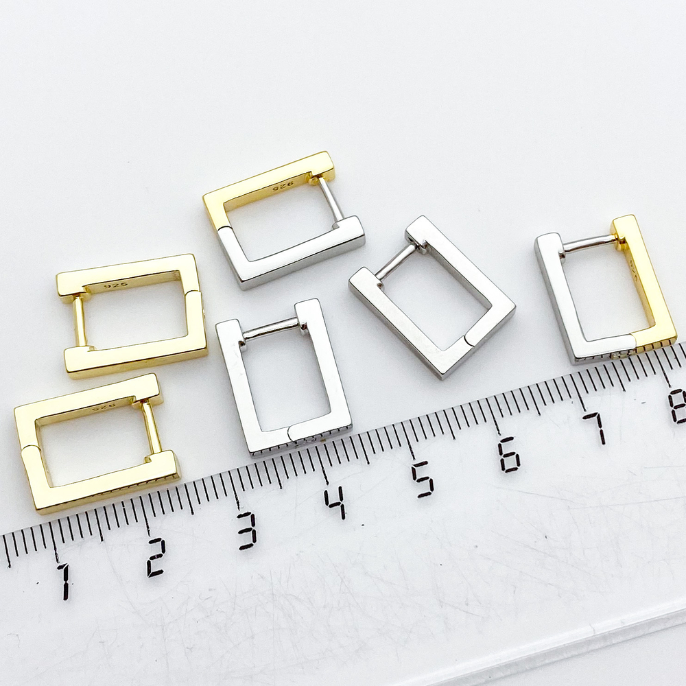 Ювелирные швензы с родиевым покрытием и позолотой, размер 16*12 мм, цена за пару