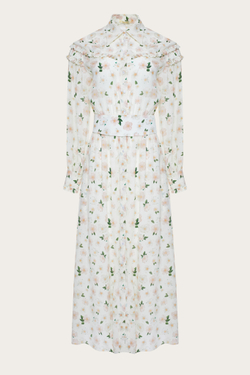 ПЛАТЬЕ-МИДИ ИЗ МОЛОЧНОГО ШЕЛКА С АВТОРСКИМ ПРИНТОМ