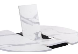 Деревянный стол Бетина 100(130)х100х75 мрамор белый / черный