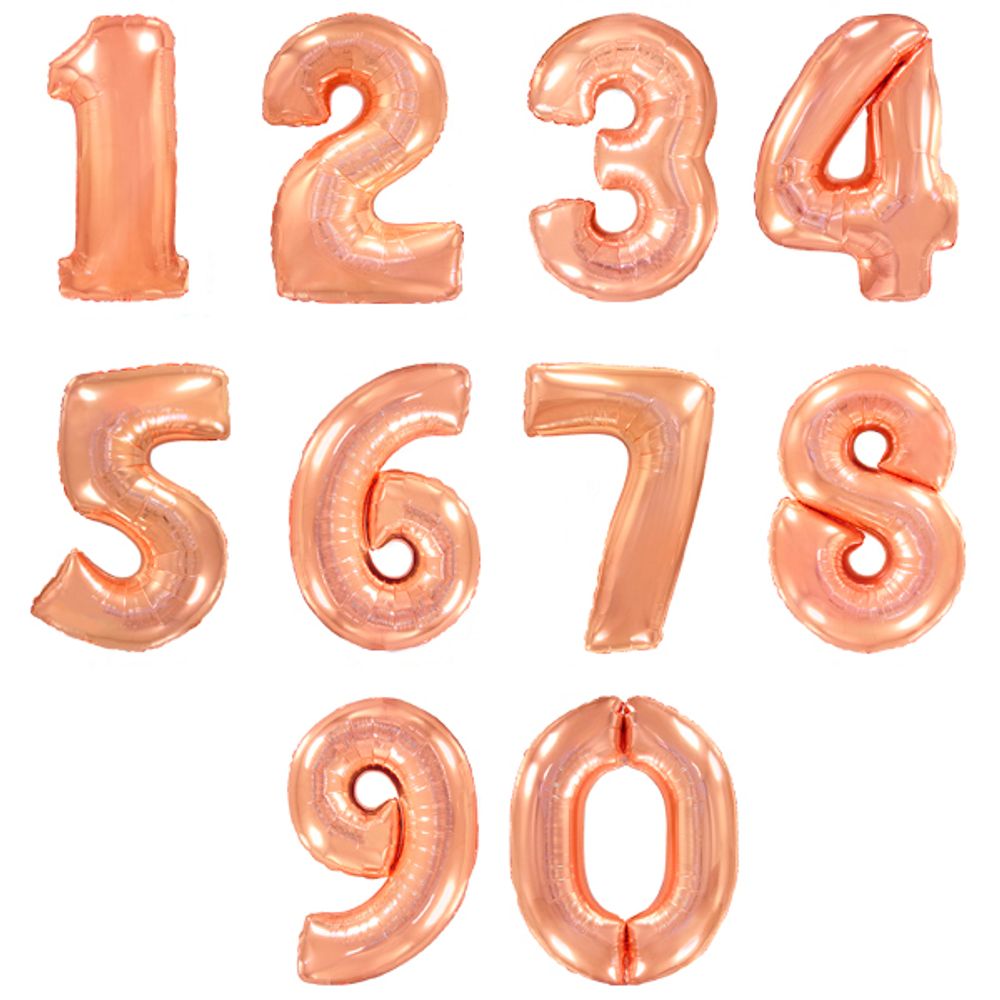 Шар (40"/102 см) Цифра "0" Розовое золото в упаковке / Zero