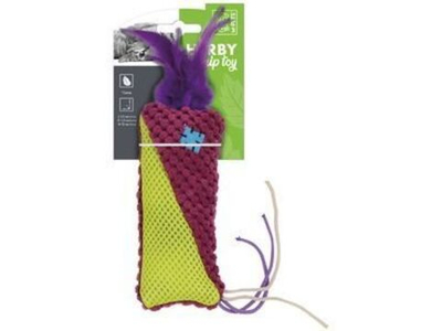 M-PETS Игрушка для кошек Хёрби мешочек с перышком с кошачьей мятой, 15x7x1.5 см