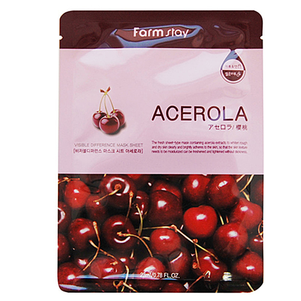 [Farm Stay] Visible Difference Mask Sheet Acerola - Маска тканевая с экстрактом ацеролы, 23 мл