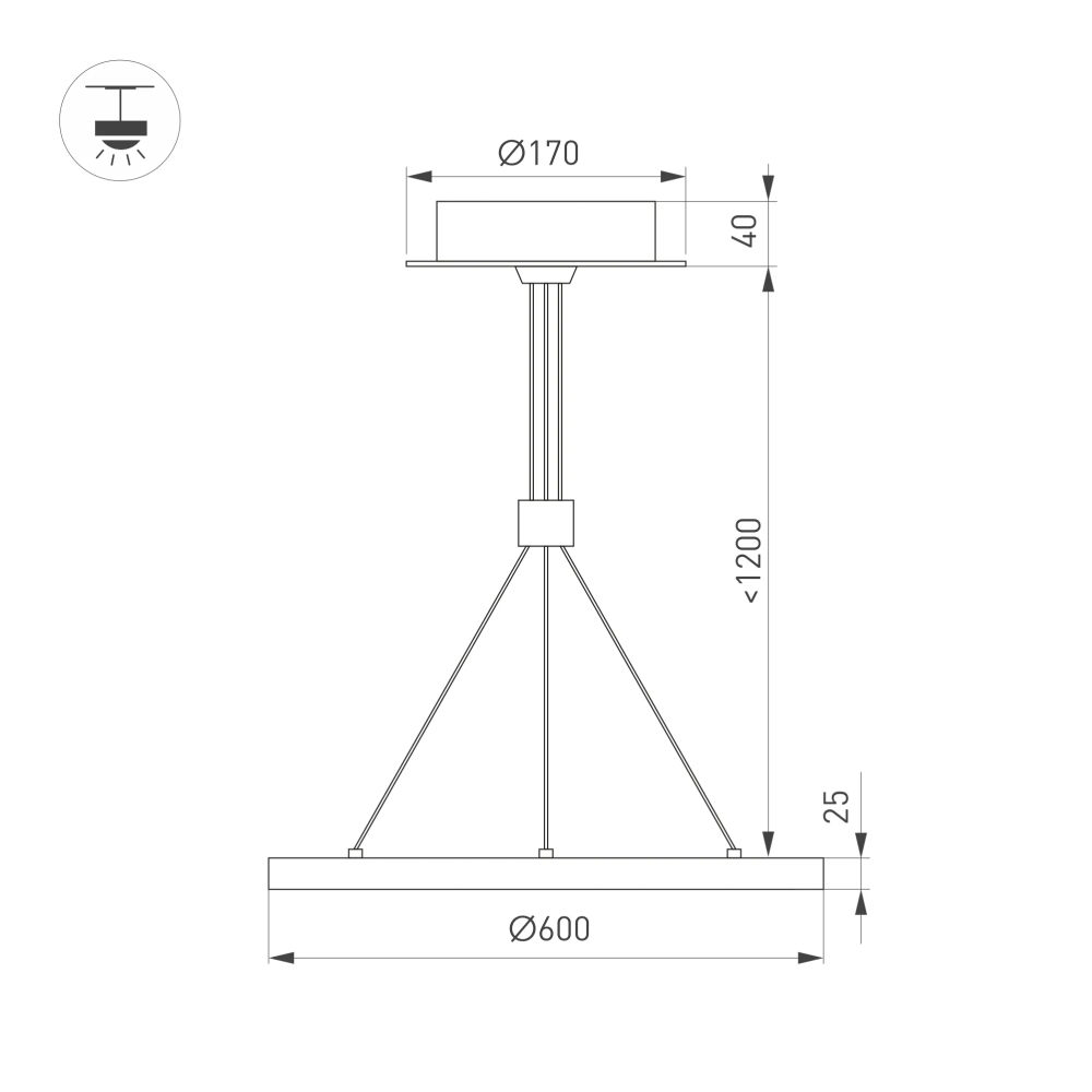 Светильник SP-CONGO-CAN-1-R600-36W Warm3000 (BK, 120 deg, 230V) (Arlight, IP20 Металл, 5 лет) 046233