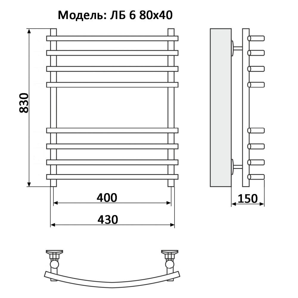 Полотенцесушитель Ника BAMBOO ЛБ-6 80/40 УЦ, шт