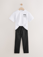Футболка и спортивные брюки в комплекте для мальчика Next AA8-112, Черный, Белый