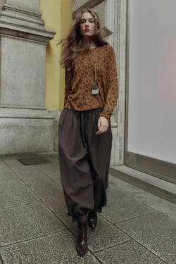 ZARA ТОНКИЙ ДЖЕМПЕР С АНИМАЛИСТИЧЕСКИМ ПРИНТОМ, ЛЕОПАРДОВЫЙ