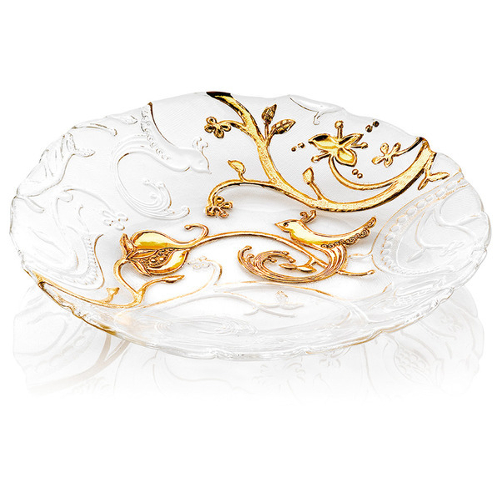 Блюдо круглое IVV Тайны Сада 41см золотистый декор