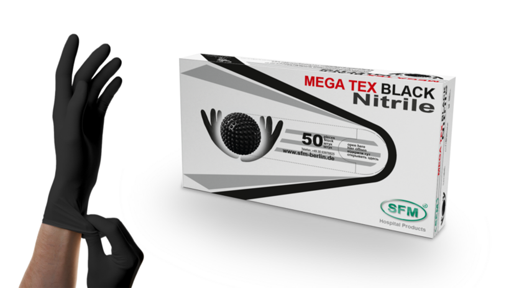 Перчатки смотровые нестерильные нитриловые неопудренные HIGH RISK MEGA TEX SFM 25 пар