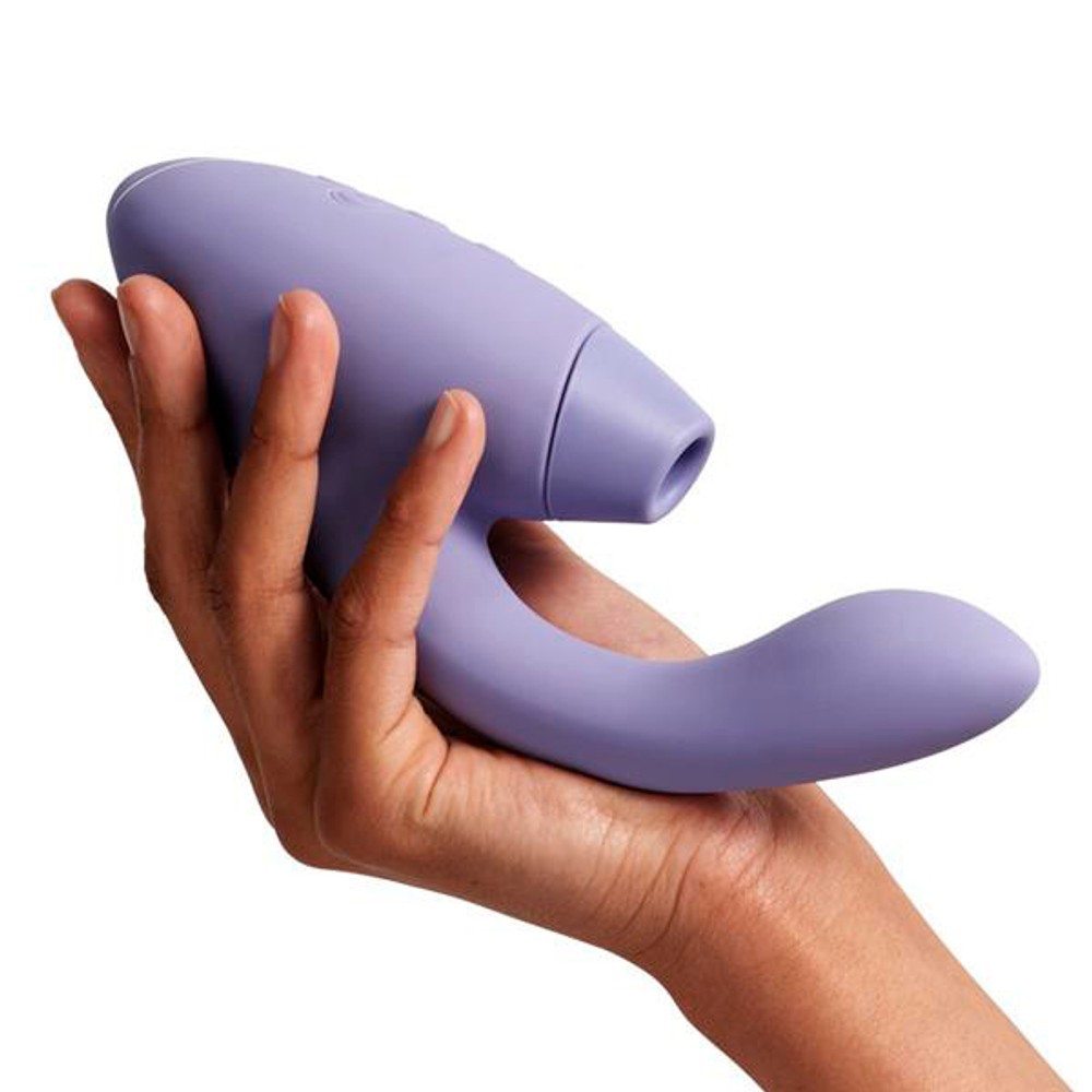 Сиреневый вибратор 20,3см с вакуумным стимулятором Womanizer Duo 2 Lilac WZ142SG4