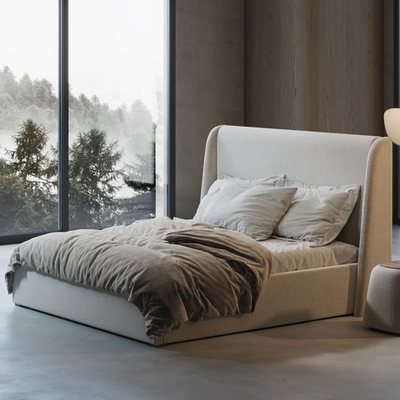 Кровать Камилла в бежевом велюре-букле 180