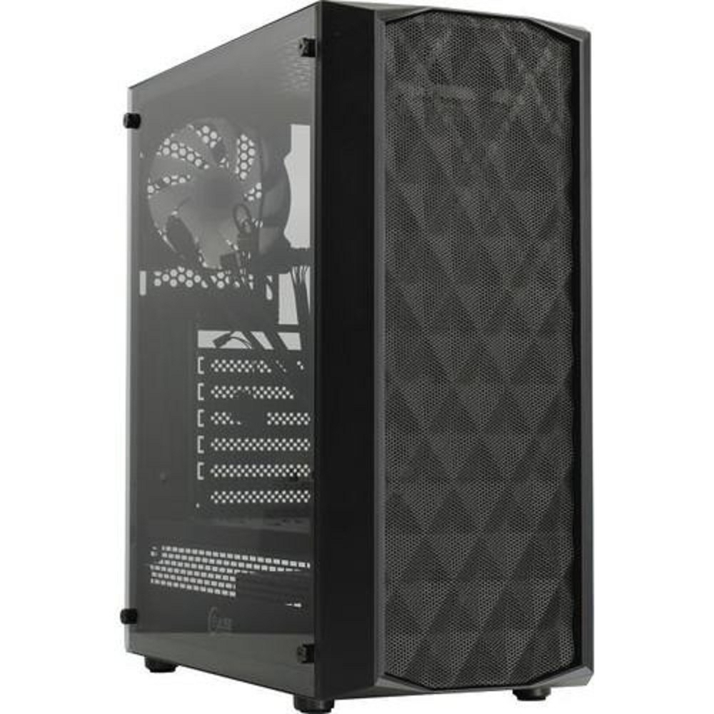 Powercase CMDM-L1 Корпус Diamond Mesh LED, Tempered Glass, 1x 120mm 5-color fan, чёрный, ATX (CMDM-L1)
