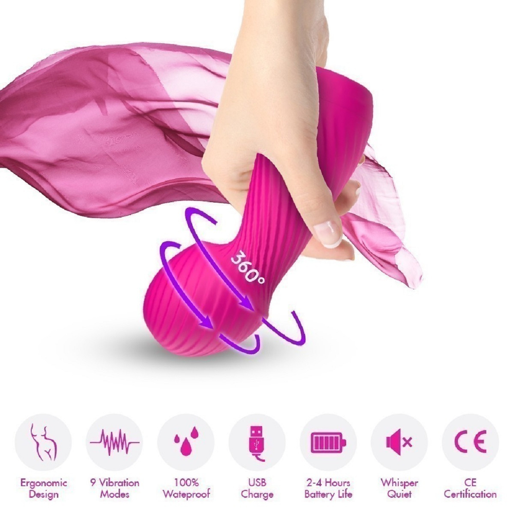 Вибромассажёр мини 9 режимов розовый 13,6 см