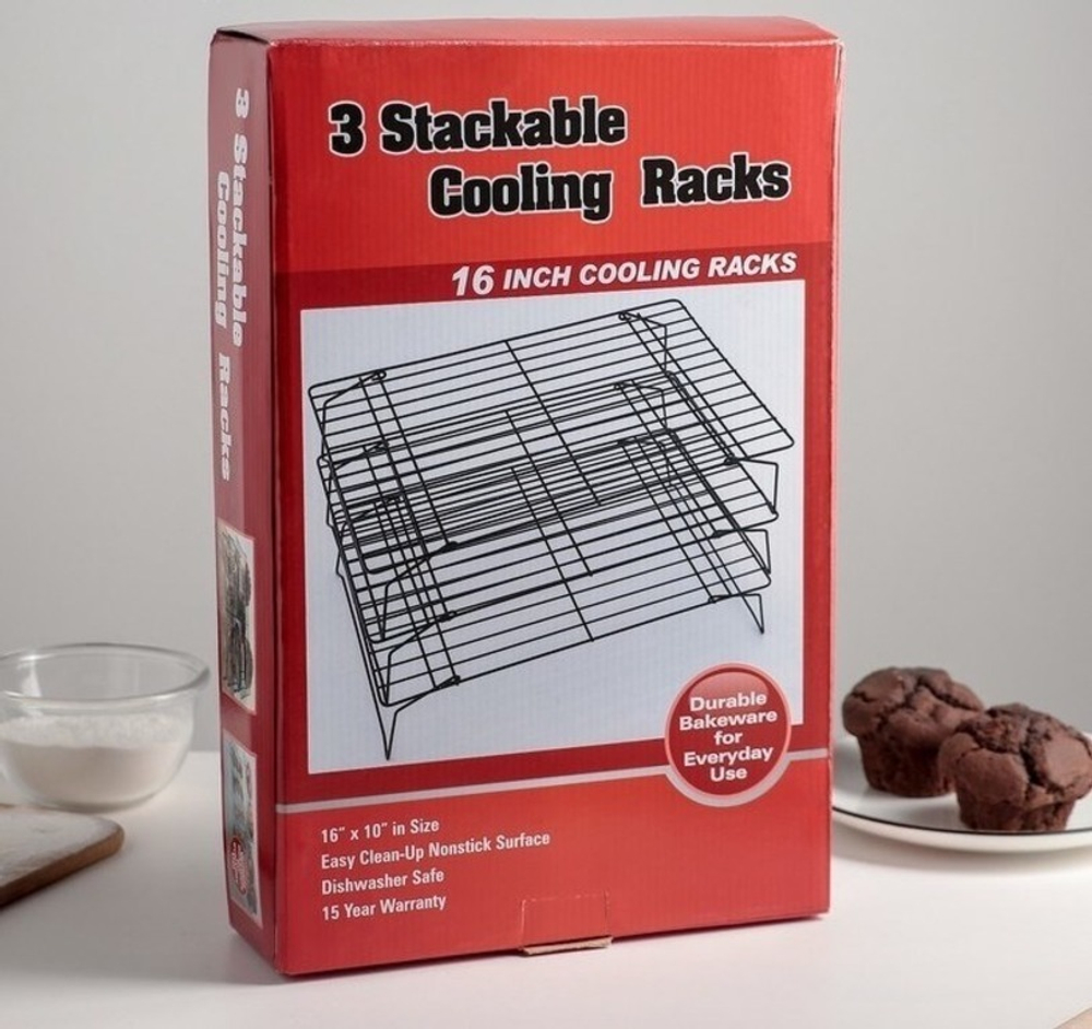 Решетка для охлаждения хлеба и выпечки 3-х ярусная 40х25 см