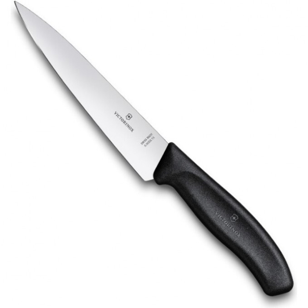 Нож разделочный, лезвие 15 см, черный в блистере, Victorinox