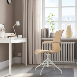Вращающееся кресло с подлокотниками - IKEA STIGBYGEL /СТИГБЕЙГЕЛ ИКЕА, светло-коричневый/белый