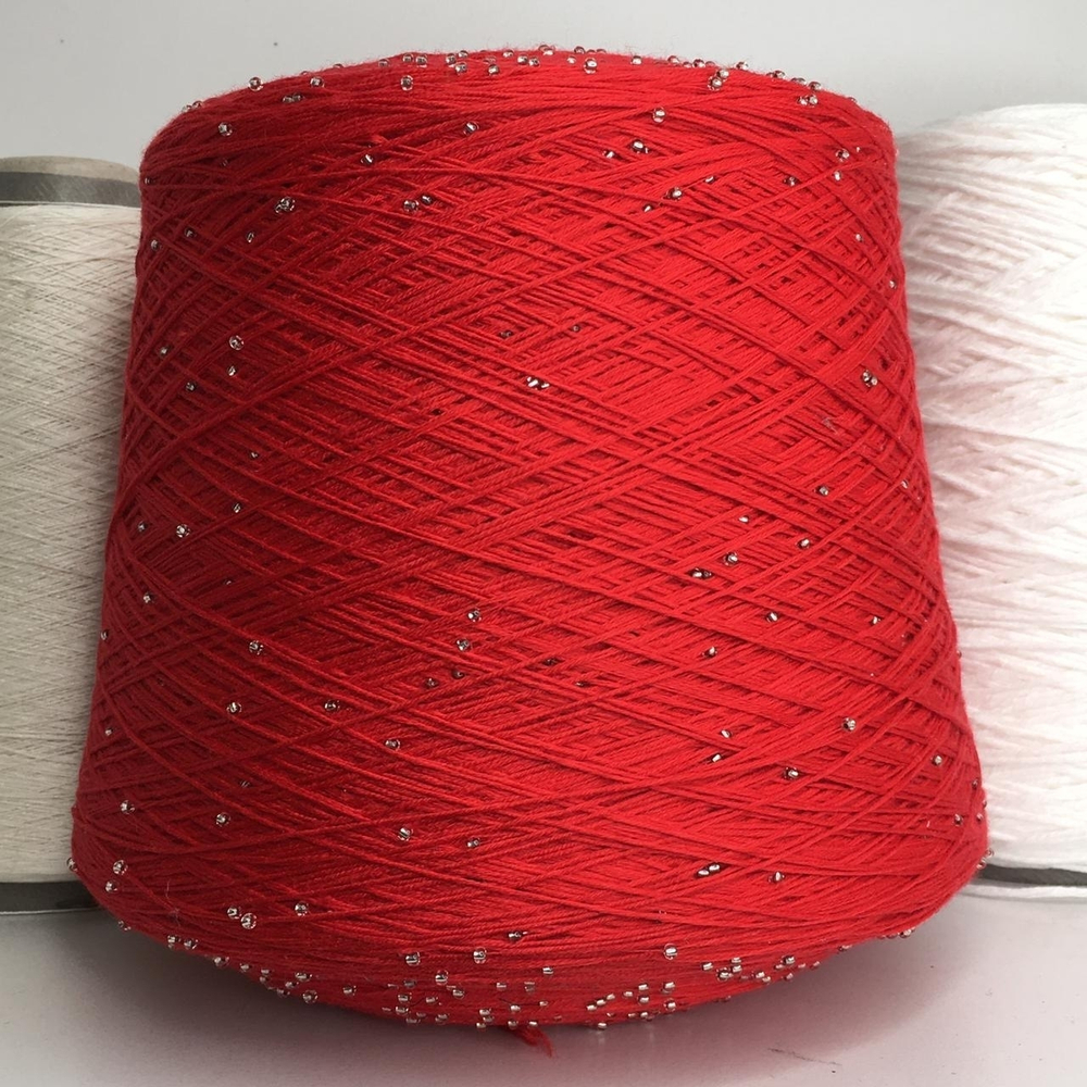 PERLINE merino - Re.Go; 100% меринос, стеклянный бисер; 400м/100гр; цвет нити: Diоr red, бисер: полупрозрачный, тонированный Есть мал. бобинка 202, 207гр.