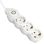 Удлинитель бытовой 3 гн, 3 м, ПВС, 3х1 мм2, с/з, 16 А, выкл, 250В,с з/ш, бело-сер, TDM, Люкс УЛ03В,