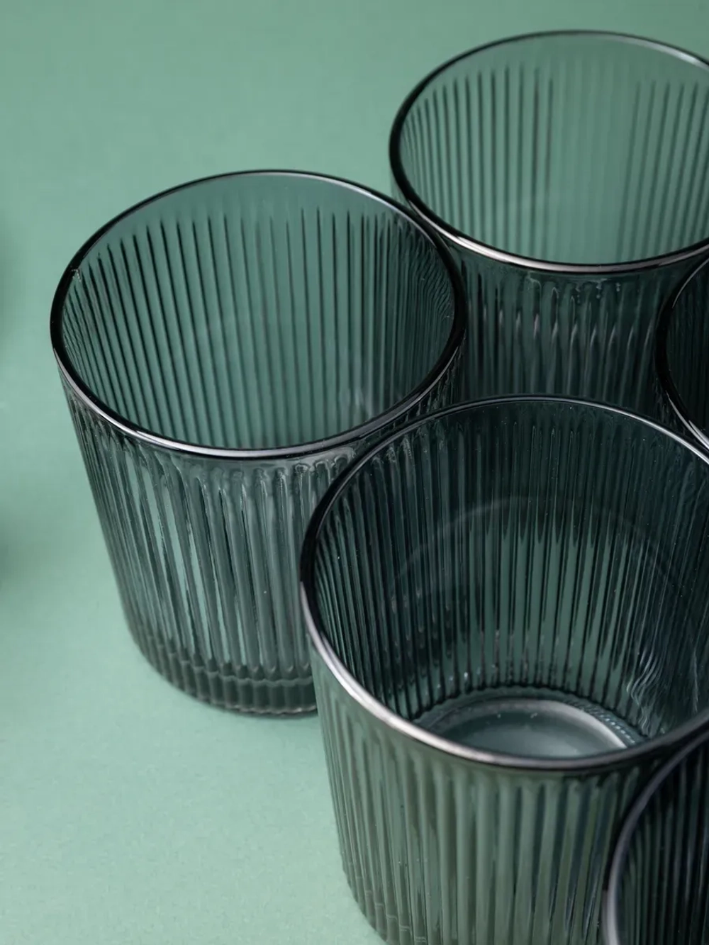 Набор ребристых бокалов для виски, 350 мл. 6 шт. черные