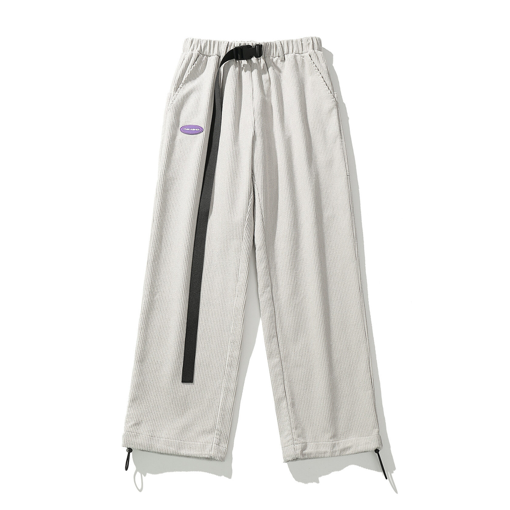 Брюки вельветовые светло-серого цвета YMKASHIX