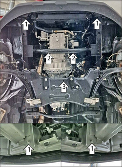 Защита стальная 2 мм Д;КПП для Dongfeng K39; V=2.3D; RWD; с 2023 Motodor.78611