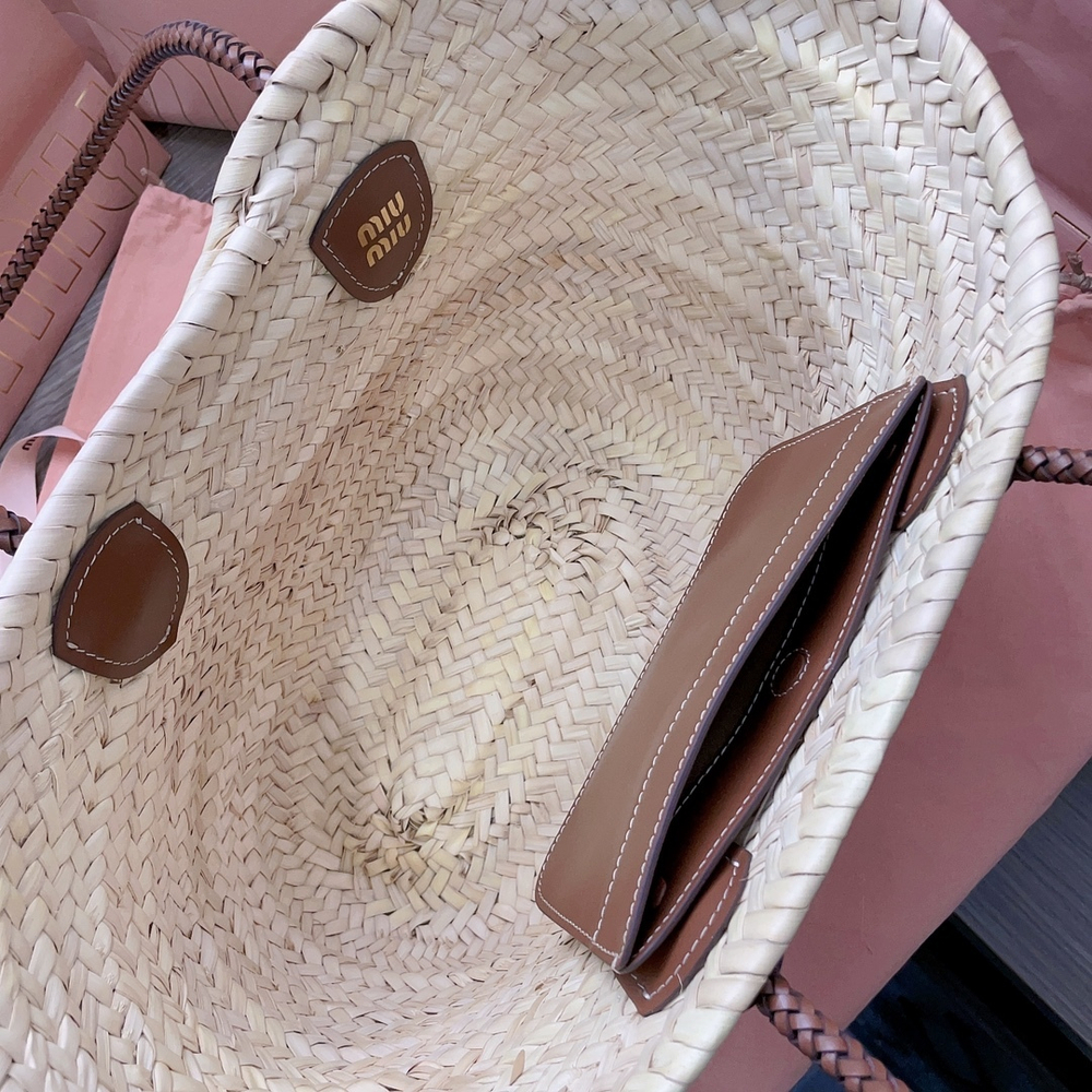 Miu Miu Woven Fabric Tote Bag