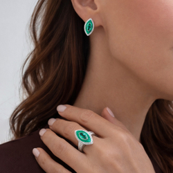 Кольцо с Изумрудом и Бриллиантами, R0084-11/1