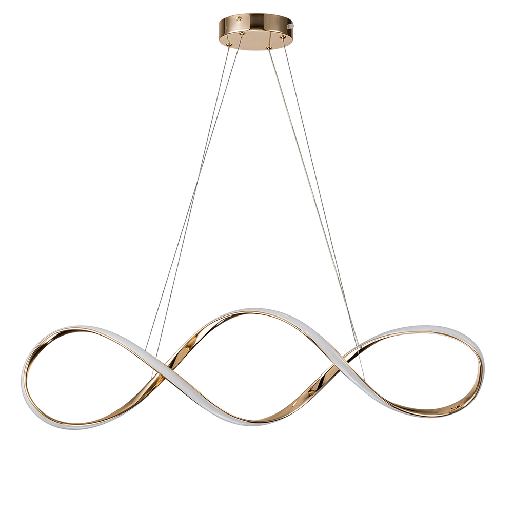 Подвесной светодиодный светильник 60Вт, 4655лм, 3000-6000K, Ra>80, плавная регулировка мощности, изменение цветовой температуры, ночник, пульт, металл/силикон, золото