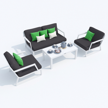 Лаунж зона ЭСТИВО антрацит - белый каркас