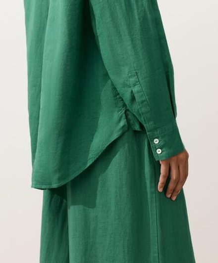 Oysho Рубашка свободного кроя из 100%-го льна, изумрудный