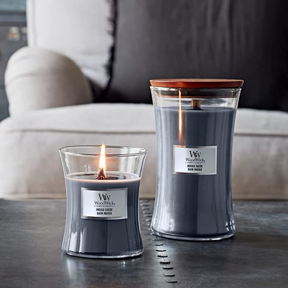 Свеча ароматическая WoodWick Indigo Suede большая 610 г.