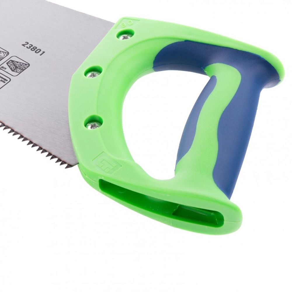 23801 Ножовка по дереву "Зубец", 350мм, 7-TPI, зуб 2D, кал.зуб, 2-х комп. рук-ка Сибртех