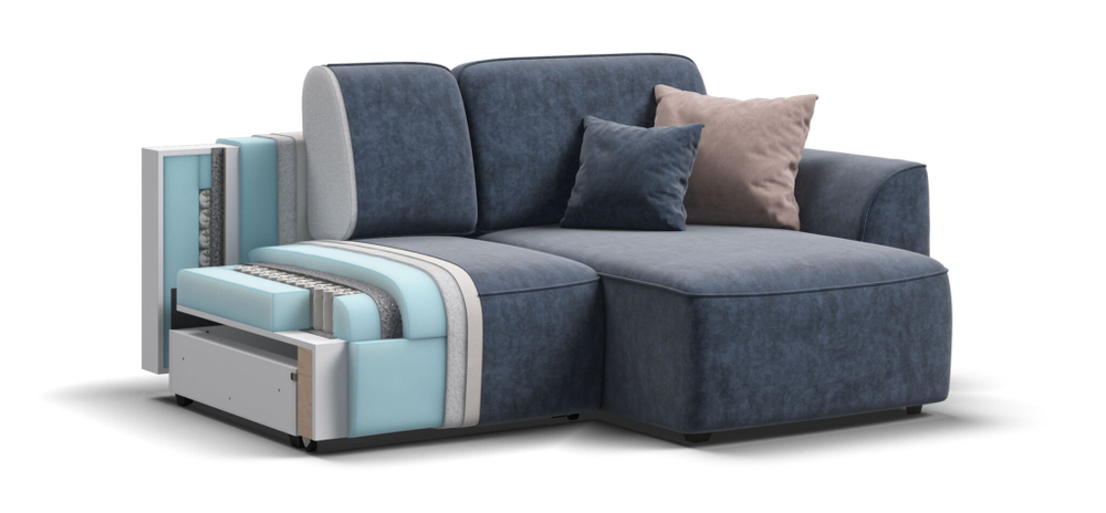 Угловой диван KING MODOOL Велюр Royal топаз